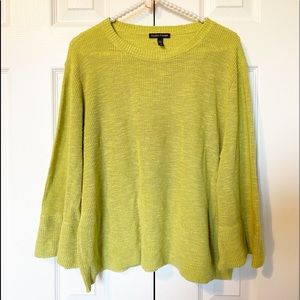 Eileen Fisher Green Pullover Lagenlook Organic Linen/ Cotton Sweater- Size Large